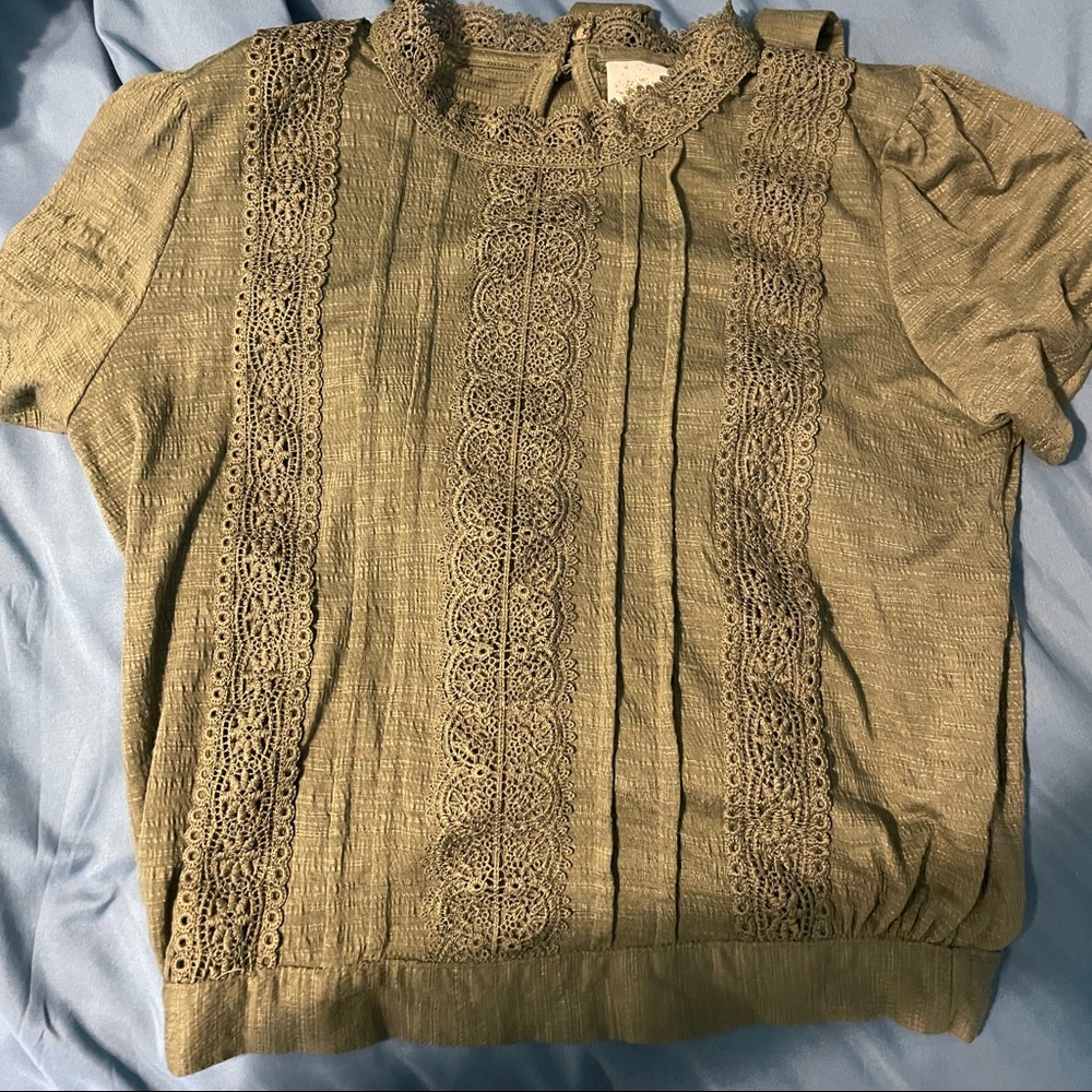 olive green simple fancy top with back tie